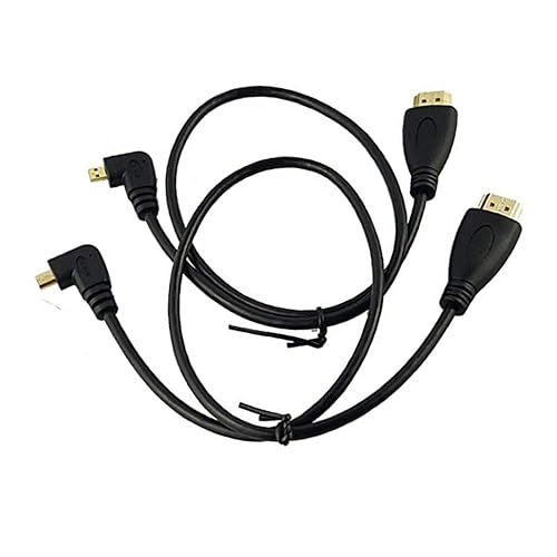 Seadream 2Pack 1.64 Feet 50CM 90 Degree Angle Micro HDMI Male to HDMI Male Cable Connector (2Pack Each of Right Angle and Left Angle)