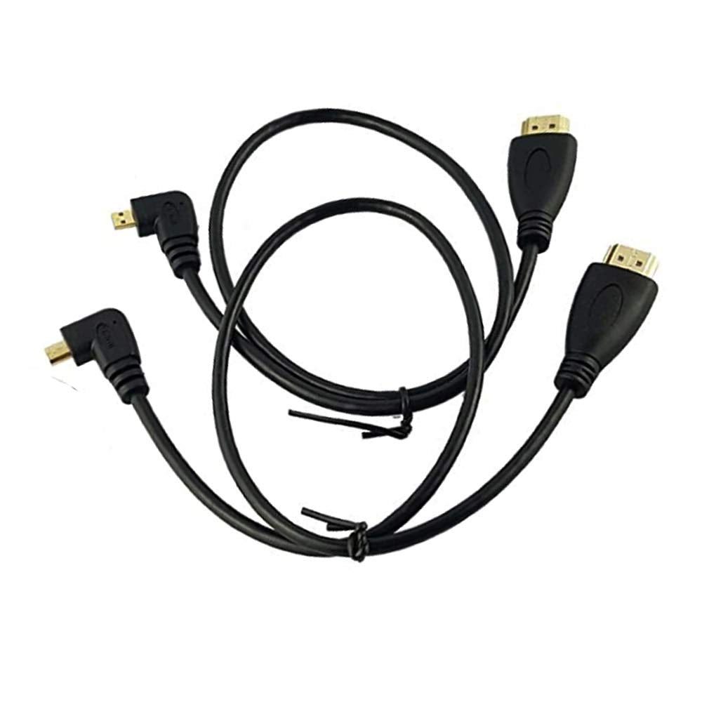 Seadream 2Pack 1.64 Feet 50CM 90 Degree Angle Micro HDMI Male to HDMI Male Cable Connector (2Pack Each of Right Angle and Left Angle)