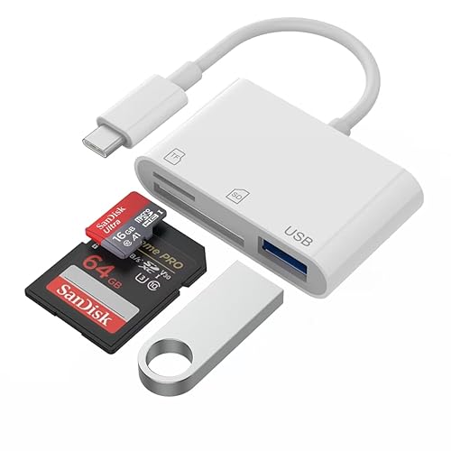 SD Card Reader USB C to Micro SD,Dual Slots with Camera Adapter for Digital Camera, iPhone 15-17, iPad, Mac, MacBook, Android, Laptop