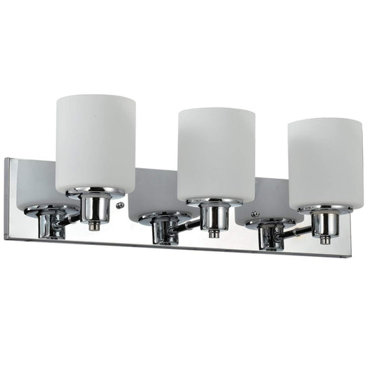 Design House Dane 3-Light Vanity Light, Polished Chrome Finish, Frosted Glass Shades, Dimmable, Bathroom Wall Fixture - Design House, 587478