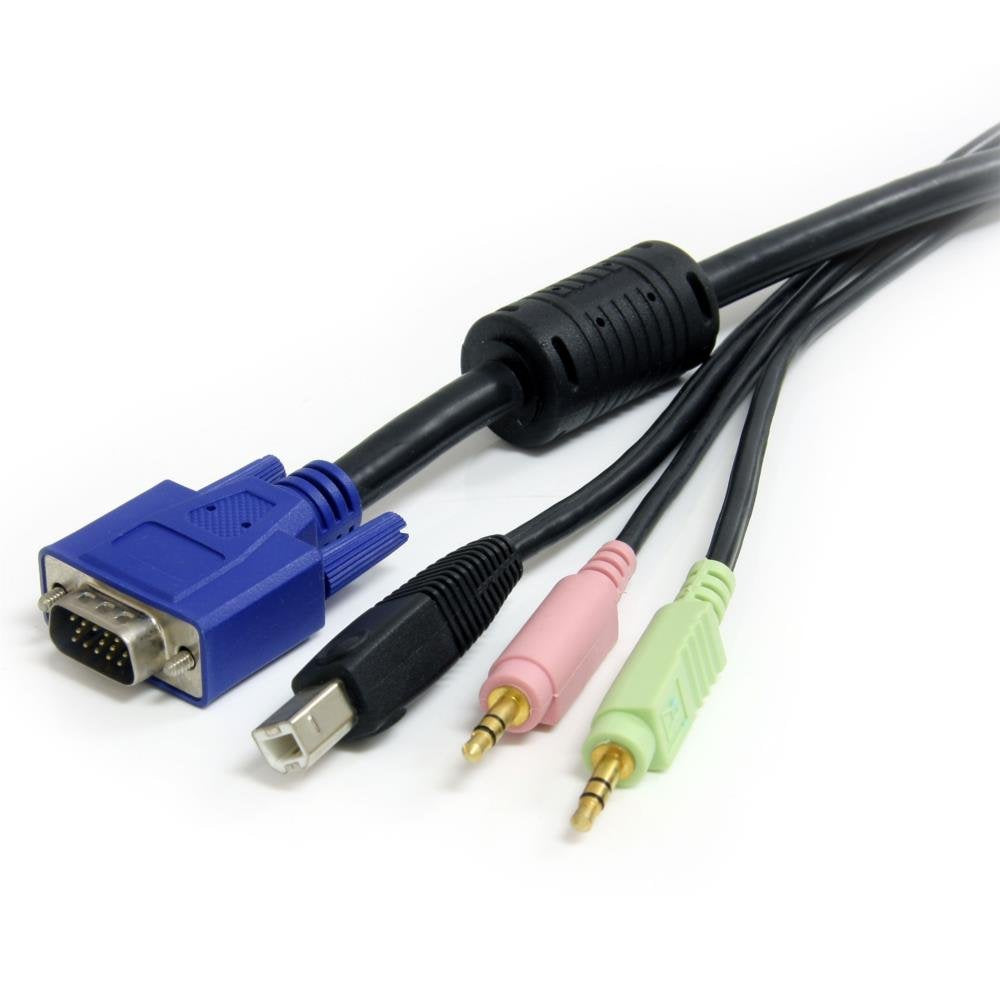 StarTech.com 10 ft 4-in-1 USB VGA KVM Cable with Audio and Microphone - VGA KVM Cable - USB KVM Cable - KVM Switch Cable (USBVGA4N1A10), Black