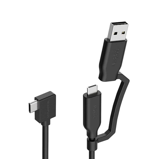 MP Mobile Pixels 2-in-1 Cable, Laptop Monitor Cable, Right Angle USB A/C Cables, 3A/5.0 Gbps Durable, Flexible, Tangle-Resistant Braided Nylon Cord