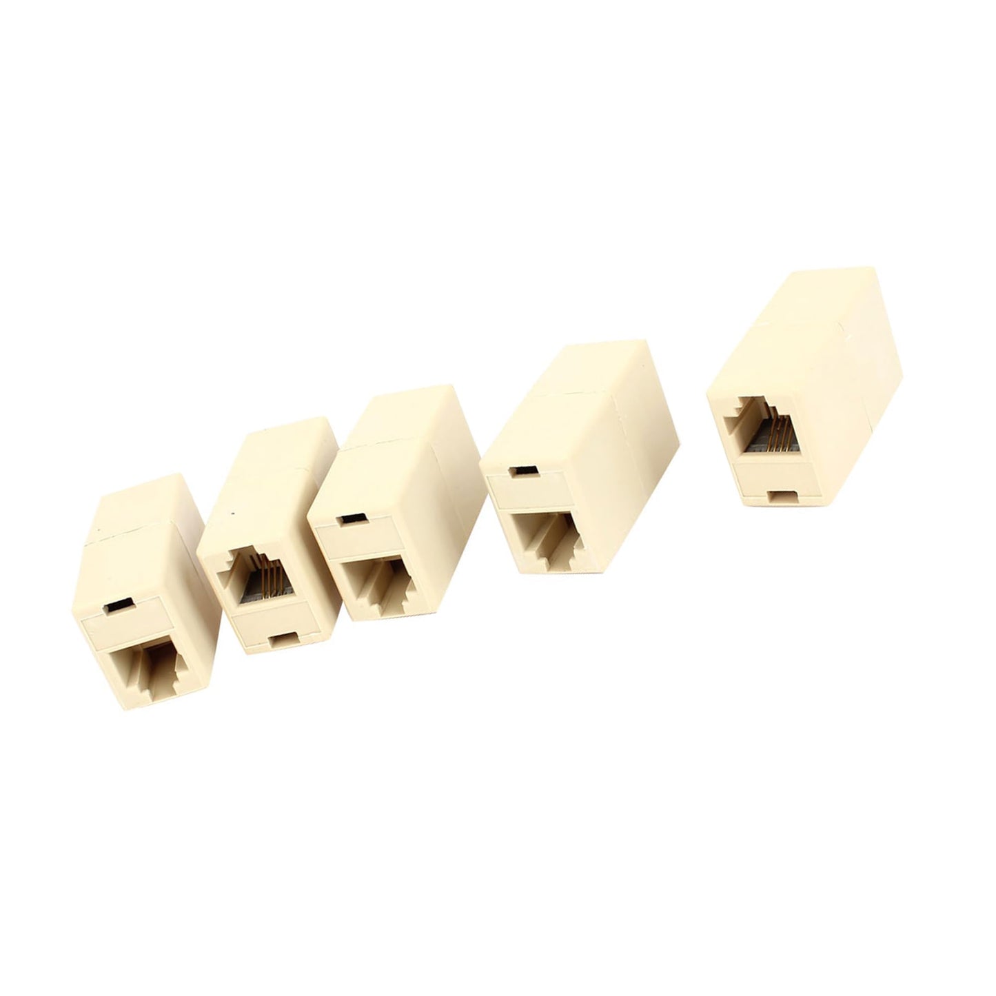 uxcell 5 Pcs Beige Plastic RJ11 6P4C F/F Telephone Cable Inline Connector