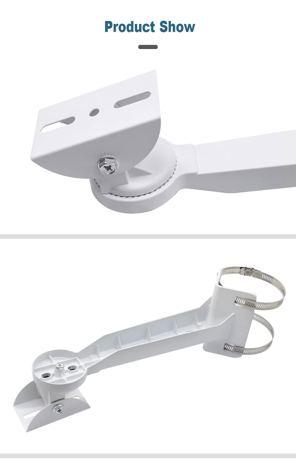 V-Fiabilidad 11.8'' (300mm) Heavy Duty CCTV Camera Mount Bracket - Weatherproof Pole/Wall/Corner Mount, Adjustable 90° Tilt for Bullet/PTZ/Dome IP