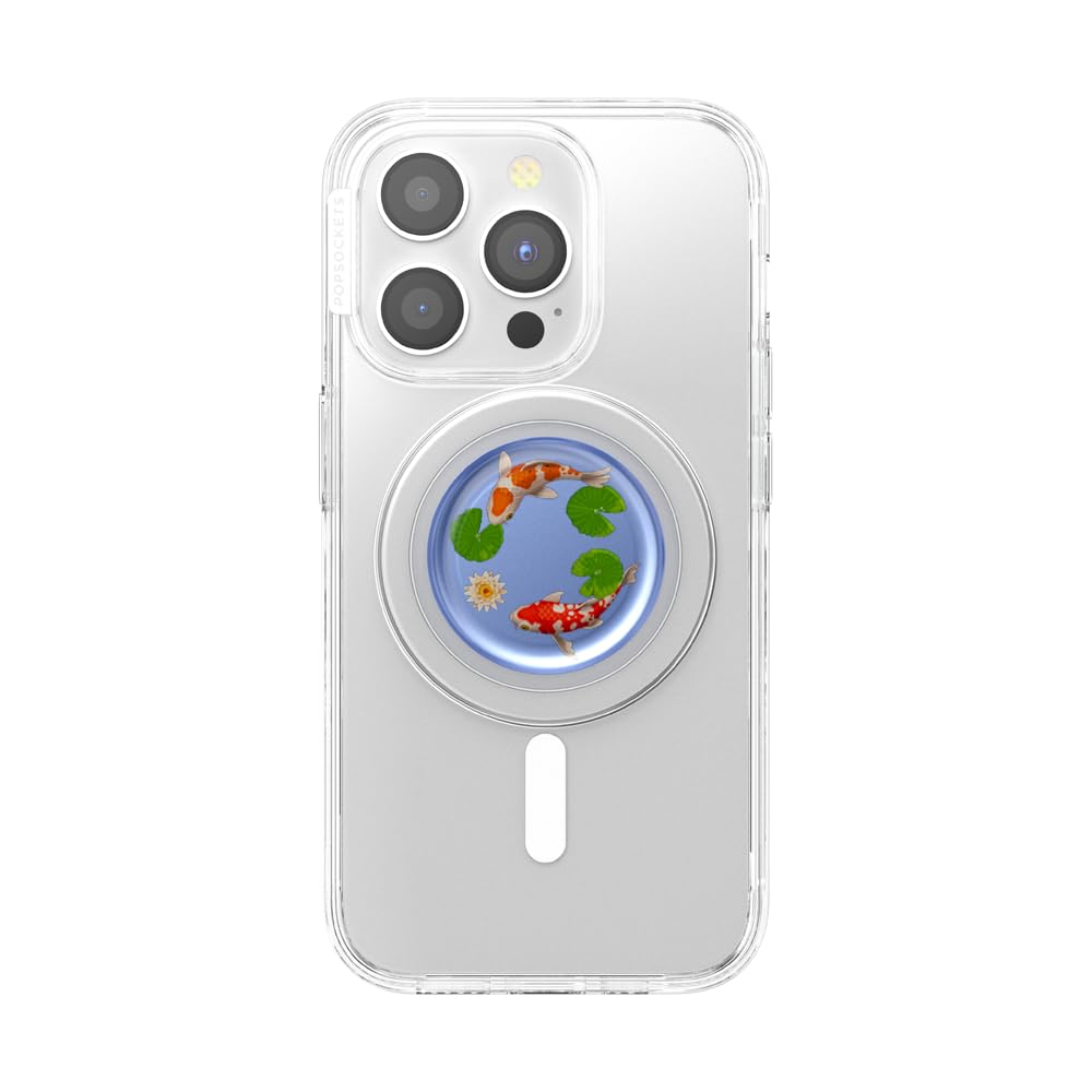 PopSockets Phone Grip for MagSafe, Magnetic Holder, Phone Stand, Clear - Koi Pond