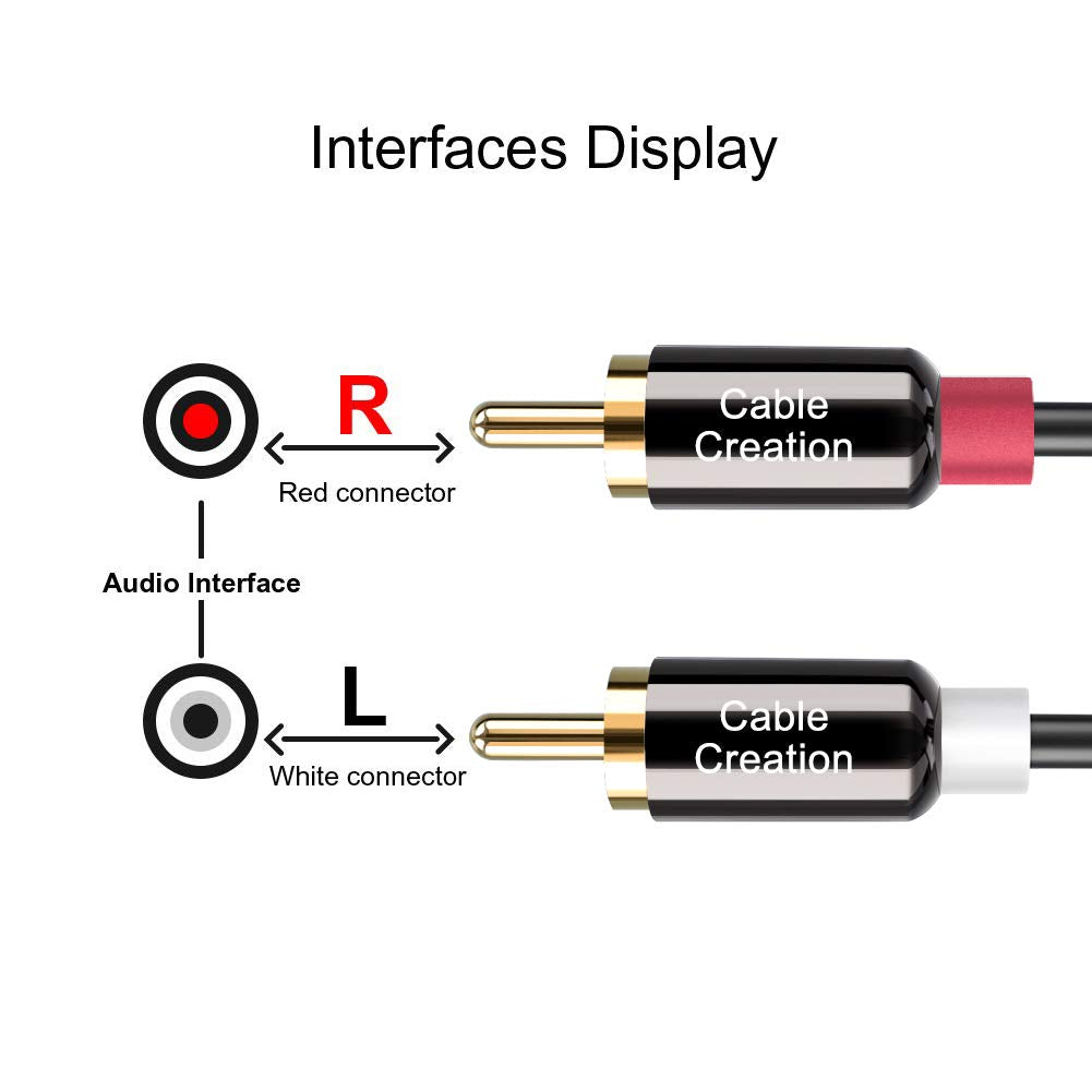 CableCreation RCA Cable, 2RCA Male to 2RCA Stereo Audio Subwoofer Cable Compatible with Speaker, AMP, Turntable, Receiver, Home Theater, Subwoofer