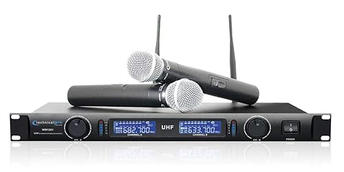 Technical Pro WM1201 Professional 2-Channel UHF Dual Wireless Microphone System