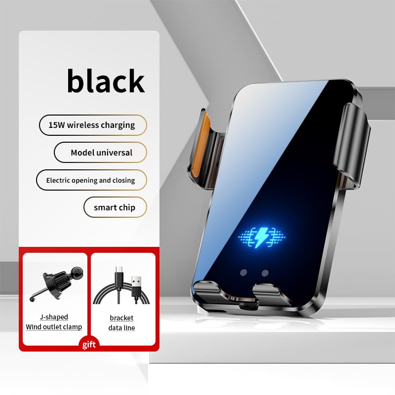 Wireless Car Charger Mount, 15W Fast Charging Auto Clamping Car Charger Phone Mount Phone Holder fit for iPhone 16 15 14 13 12 Pro Max 11 XR XS