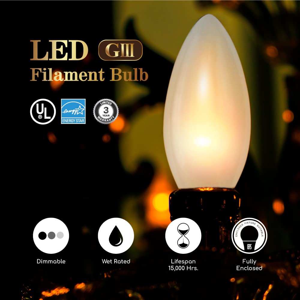 Euri Lighting VB10-3020ef-4, Dimmable LED B10 Filament, 4.5W (40W Equiv) 450lm, 80 CRI, Warm White (2700K),E12, 120V Wet Rated UL Energy Star 3YR 15K