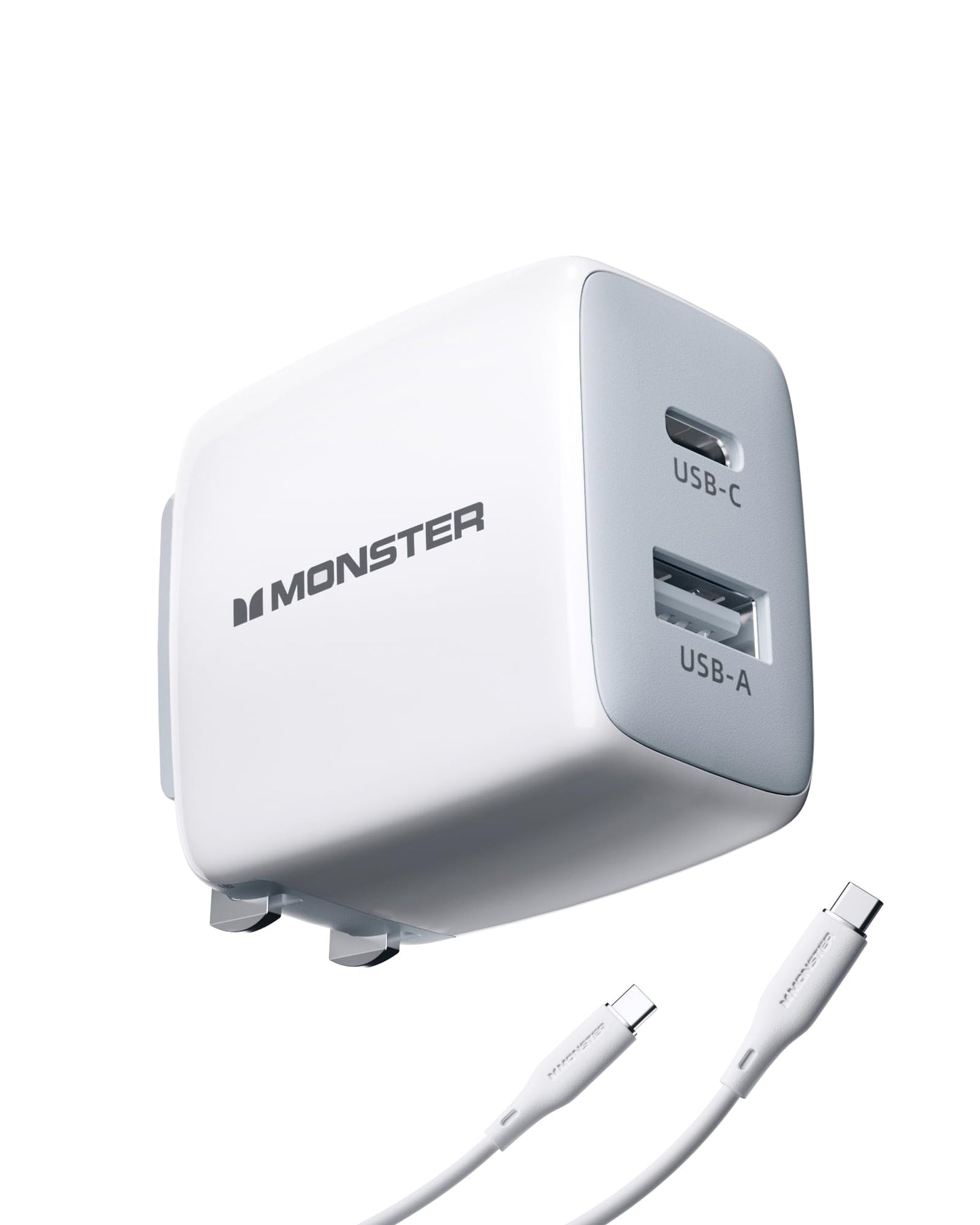 Monster USB C Charger, 25W Super Fast Charger with USB C Cable, Wall Charger with Foldable Plug for iPhone 15/15 Plus/15 Pro/15 Pro Max, Samsung