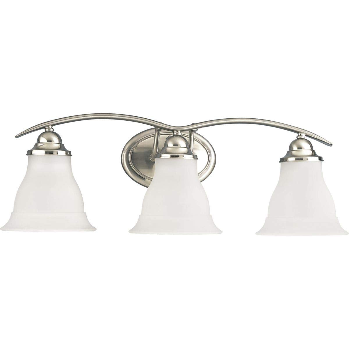 Progress Lighting 3-Light Etched Glass Traditional Bath Vanity Light, Trinity Collection, Indoor, P3192-09, Brushed Nickel