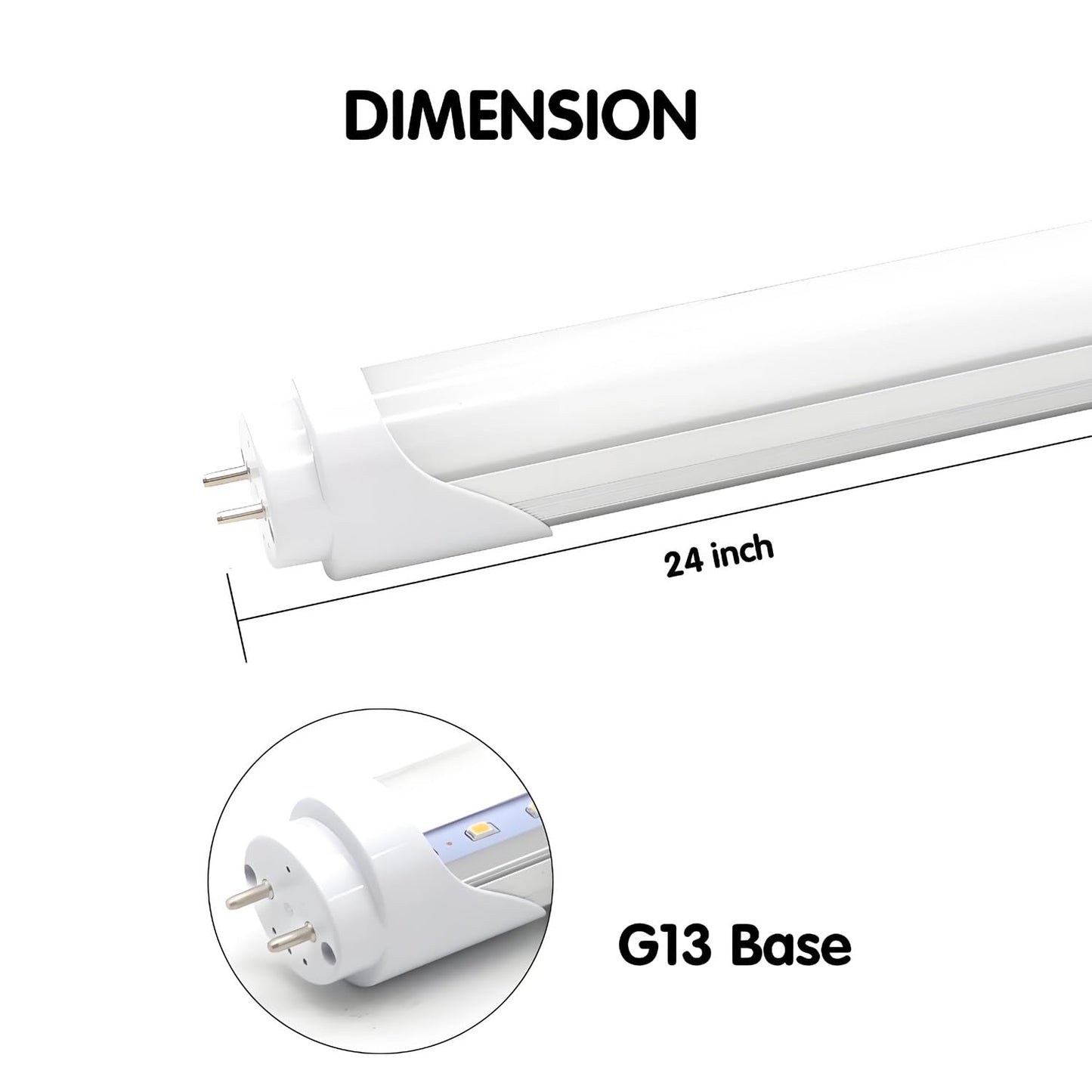 Striplight T8 T10 T12 2FT LED Light Tube - 8W LED Replacement for 24 inch Fluorescent Bulb, 20W Equivalent, 1120Lm, 5000K Daylight White, Ballast