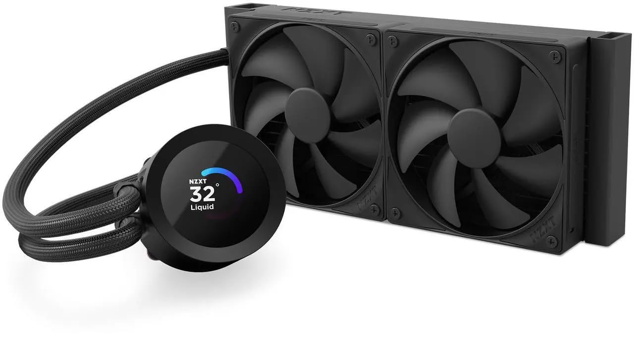 NZXT Kraken Plus 240 - AIO CPU Liquid Cooler - 240mm Radiator - 2 x F120P Fans - Customizable 1.54" Square LCD - AMD® AM5, AM4 - Intel® LGA 1851/1700