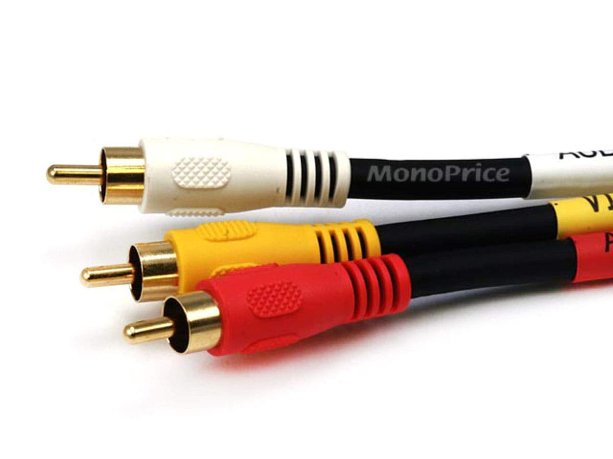 Monoprice 102196 3-Feet Triple RCA Stereo Video Dubbing Composite Cable (3 x RG59U Cable ), Black