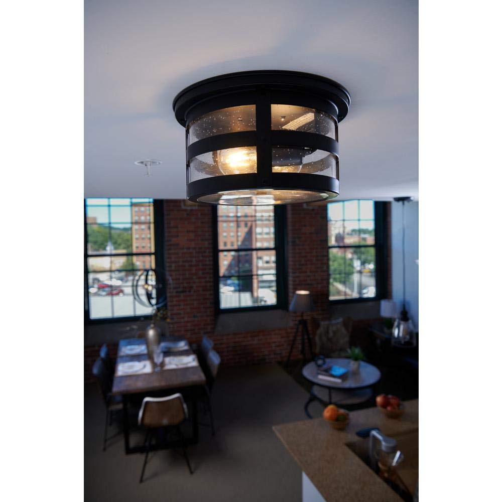 Sylvania Vintage Cambridge Triple Ring Drum Light Fixture with 2 A19 Dimmable LED Light Bulbs Included, 1600 Lumens (60125)