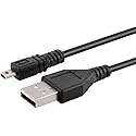 Black USB 2.0 A to 8-Pin Mini B Cable w/ Ferrite - 1.5M / 59 Inches for Nikon CoolPix P90