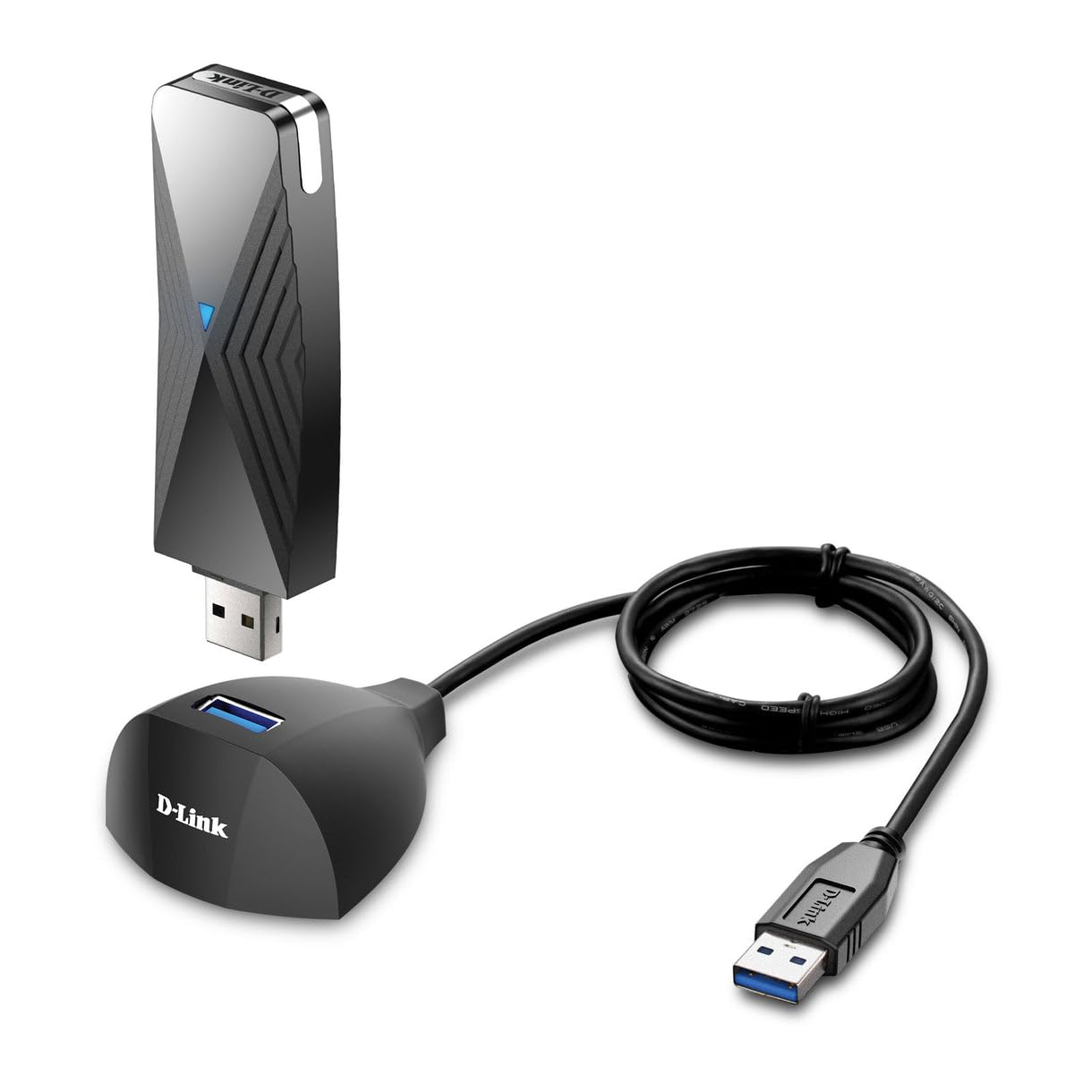 D-Link USB WiFi 6 Adapter AX1800 USB 3.0 Dual Band Long Range MU-MIMO Wireless Internet Network for Desktop PC Laptop Windows (DWA-X1850-B1) Black