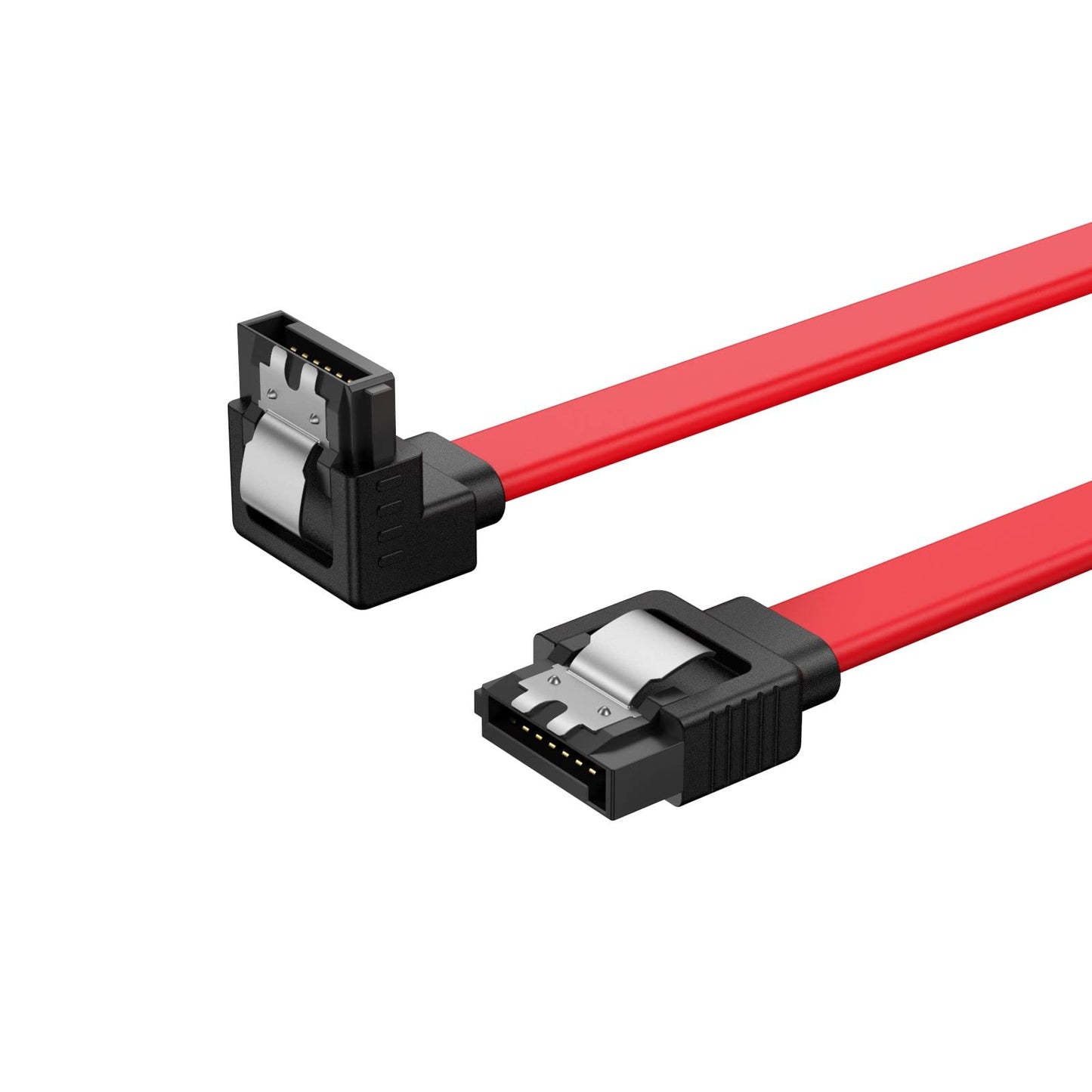 CableCreation SATA III Cable, [2-Pack] 8-Inch/0.6FT SATA III 6.0 Gbps 7pin Female to Downward Right Angle Female Data Cable with Locking Latch