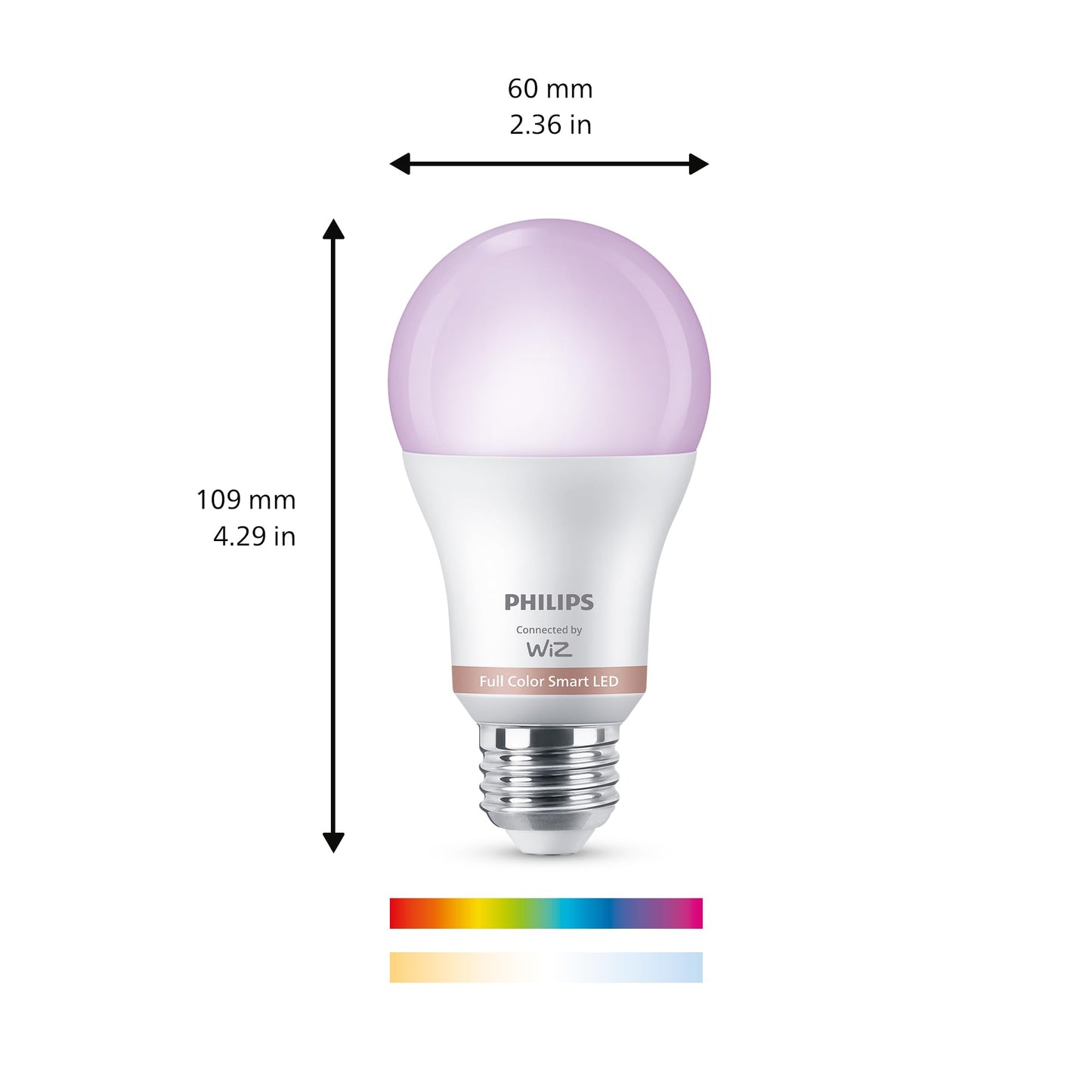 PHILIPS Smart Lighting Connected Light Bulbs, 4-Pack, Color A19 60W 800LM E26 Indoor LED Lights, Smart Bulbs with Motion Detection, Control with Voice