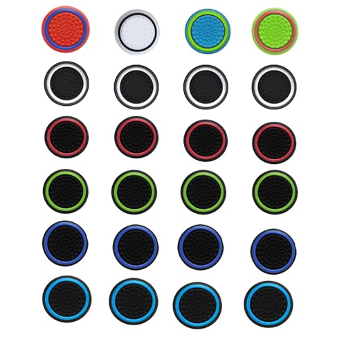 CTHTBZ 24PCS Non-Slip Silicone Analog Joystick Thumb Stick Grip Caps for PS2, PS3, PS4, PS5, Xbox One, Xbox Series X/S, Xbox 360, Switch Pro