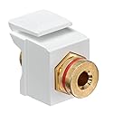 Leviton QuickPort Banana Jack Adapter, Gold-Plated with Red Stripe, 40837-BWR, White