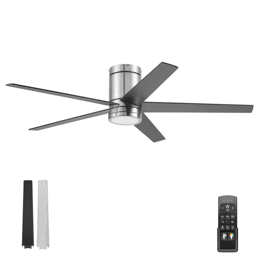 Honeywell Graceshire 52 Inch Ceiling Fan with Color Changing LED Light and Remote Control, 5 Blades, Reversible Airflow, Brushed Nickel