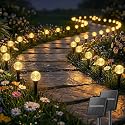 SyouHome Solar Pathway Lights Outdoor, 2-Pack 60 LED 43FT Crystal Solar Garden Lights Waterproof, 8 Modes Landscape Lighting for Yard Patio Walkway