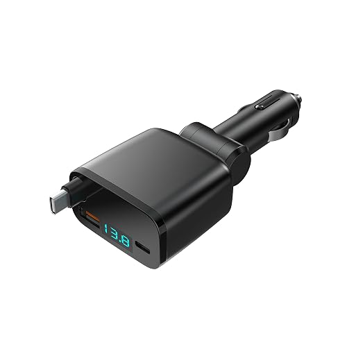 Retractable Car Charger 3 in 1, USB C Car Accessories Adapter for iPhone 16 USB C Charger Fast Charging,for iPhone 15 14 13 12 Pro Max