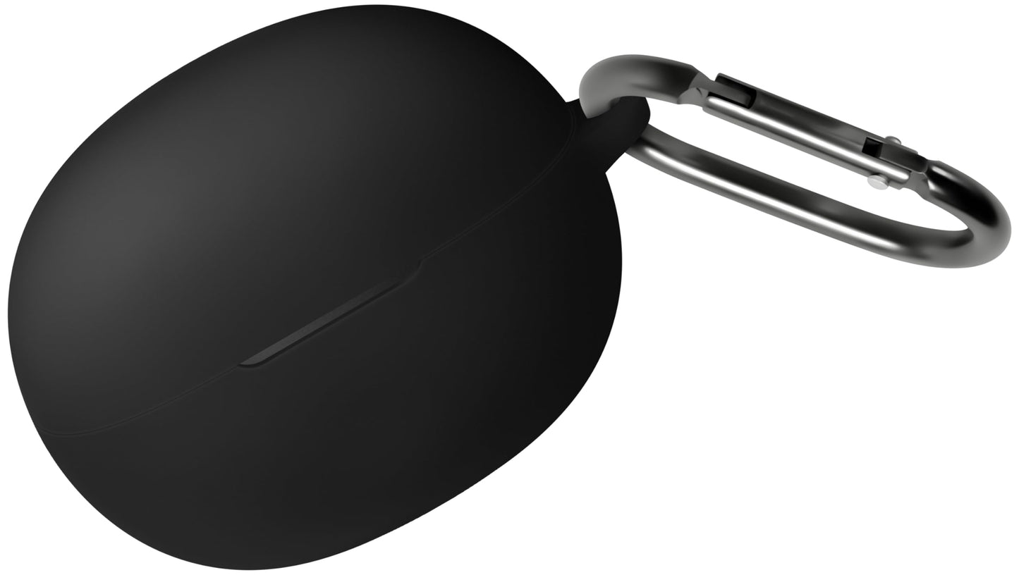 Geiomoo Silicone Cover for Baseus Bass BC1 Case, Soft Flexible Scratch Resistant Protective Cover with Carabiner (Black)
