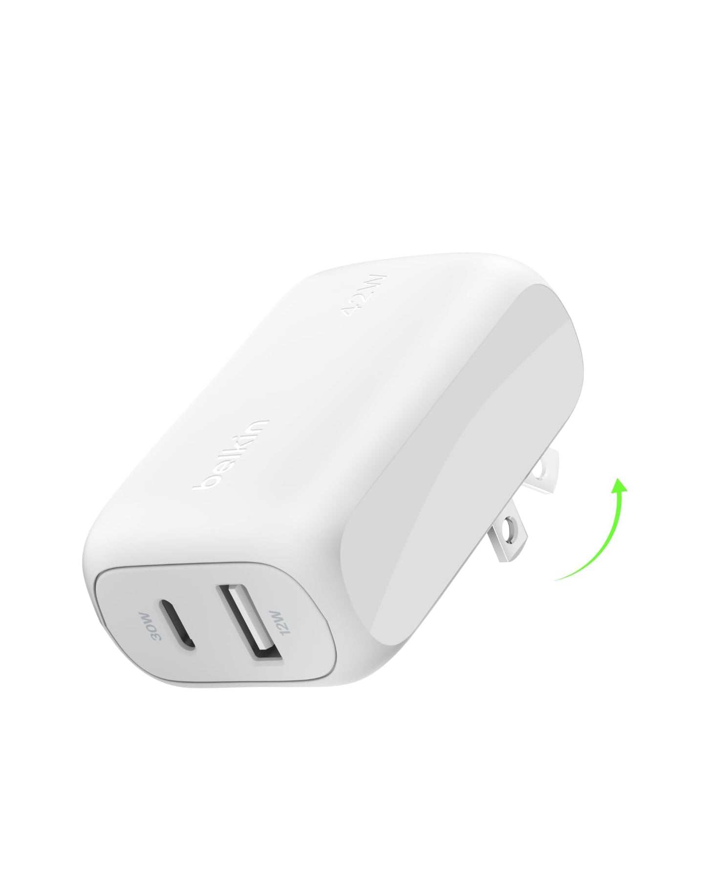 Belkin 42W Dual Port Charger Block, USB-C + USB-A Charger Super Fast Charging - Samsung Galaxy S25, Apple iPhone 17, Air, Pro, Pro Max, iPad, AirPods