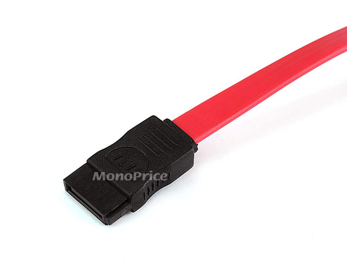 Monoprice SATA Serial ATA Extension Cable - 1.5 Feet - Red | with 7-pin SATA Port Male to Female, 3Gbps Data Transfer