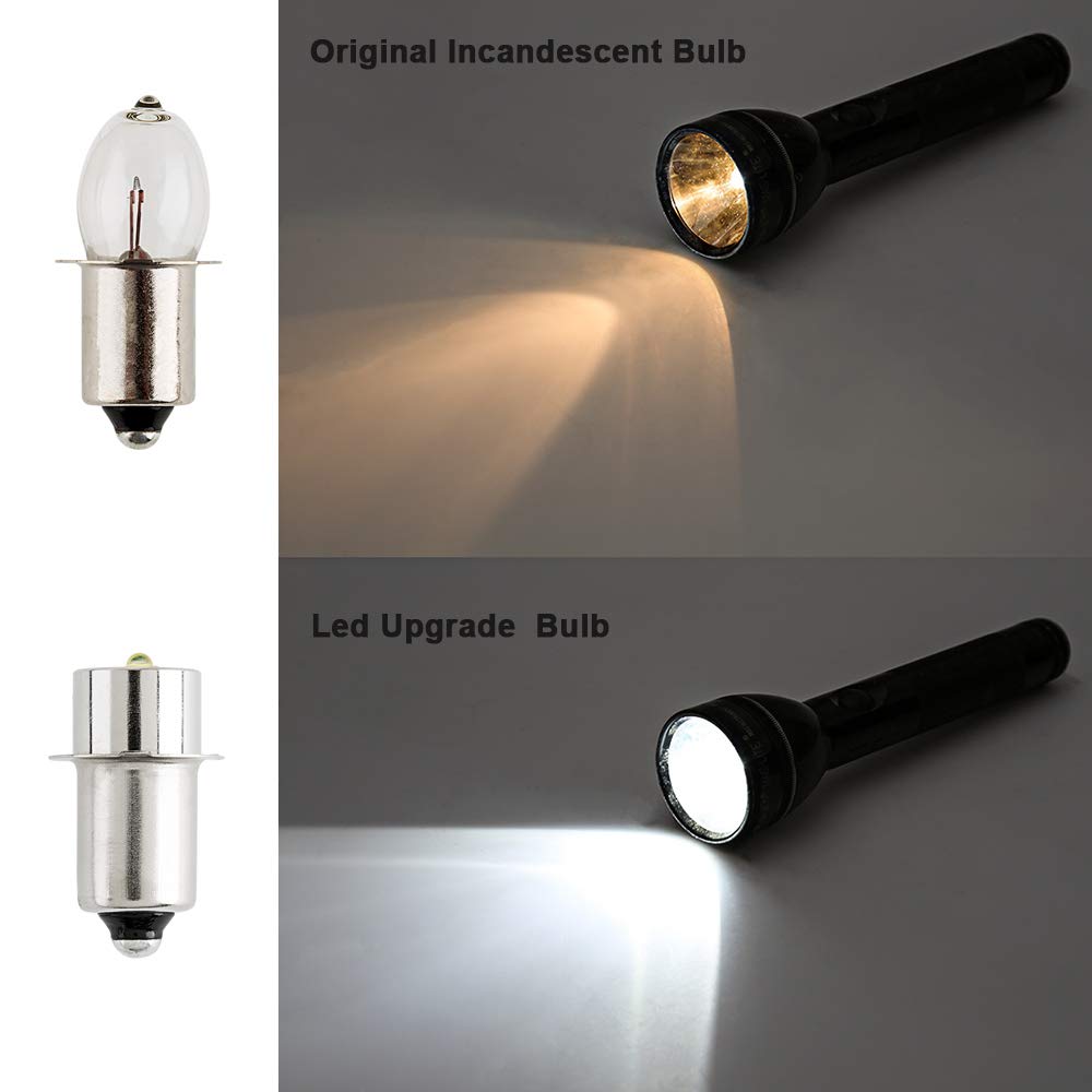 TRLIFE Maglight Replacement Bulbs DC 3V, Set of 2 Maglight LED Bulbs for Only 2 Cells C&D Flashlight Headlight, 3W Maglight Replacement Bulbs LED