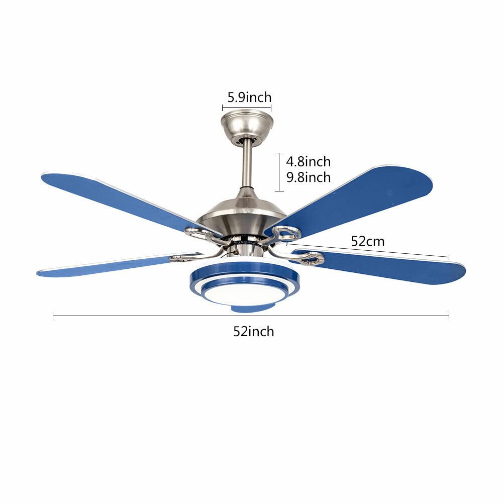 WATEBATH 52" Ceiling Fans with Lights and Remote,LED Dimmable Modern Ceiling Fan with 3 Color Temperature,Memory Function,5 Dual Finish Blades,Indoor