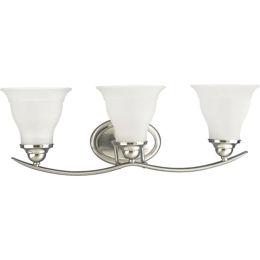 Progress Lighting 3-Light Etched Glass Traditional Bath Vanity Light, Trinity Collection, Indoor, P3192-09, Brushed Nickel