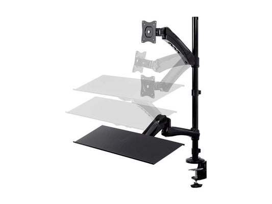 Monoprice Articulating Gas Spring Sit Stand Monitor and Keyboard Workstation Mount - for Displays 13in to 26in, VESA 75x75 to 100x100, Easy to Use