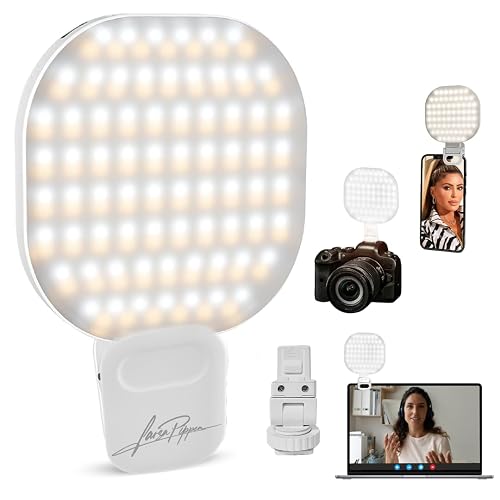 Larsa Pippen - LARSA Light - LED Selfie-Light with Clip & Glass Mirror - Rechargeable for Phone or Camera - 142 LEDs-Adjustable Brightness - Ideal