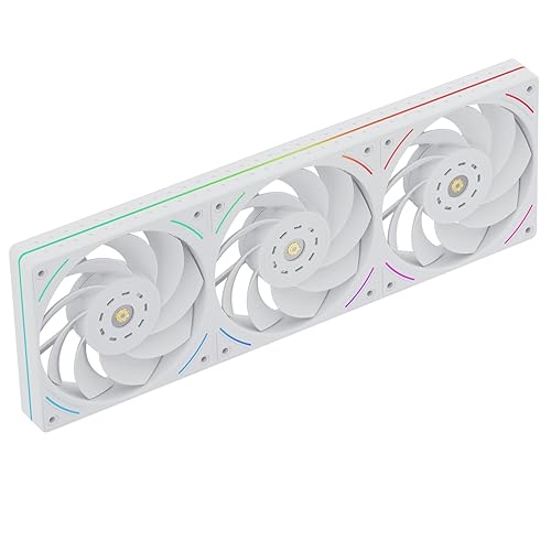 Thermalright TL-UB36RW Case Fan-120mm Quiet,PWM Function,Row 3 Fans-Reverse, for CPU Liquid Cooler and Case Cooling, White,with 5V ARGB Light Strip