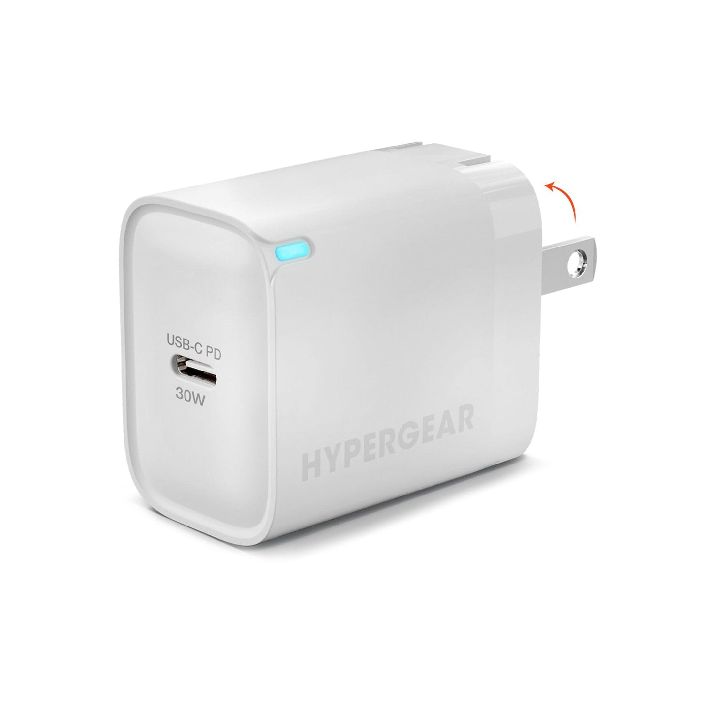 HyperGear USB C Charger Block - 30W USBC Charger Block, Type C Wall Charging, USBC Charging Plug, Foldable Fast Power Adapter w/LED Power Indicator