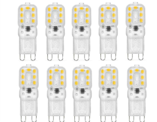 G9 3W LED Light Bulbs G9 Bi-Pin Base 3W(25W Halogen Bulb Equivalent) 110V Warm White 3000K LED Bulbs for Landscape Lighting,Pack of 10,Clear Cover