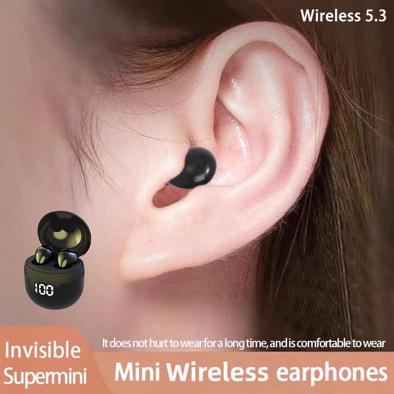 Honcas Invisible Earbuds Wireless Bluetooth - Tiny Small Earbuds with Premium Sound Quality, One-Step Auto Pairing, Smart Touch Control - Perfect…