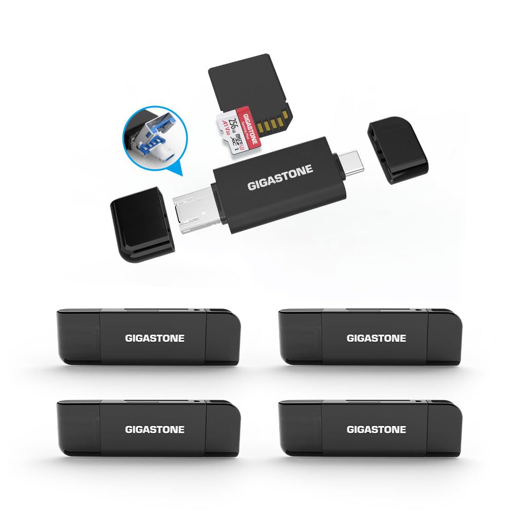 GIGASTONE SD Card Reader 5-Pack, 5-in-1 USB-A/USB-C Card Reader, Dual Slot for SD/Micro SD/SDHC/SDXC, Compatible with Laptop, PC, iPhone16/15, MacBook