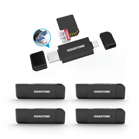 GIGASTONE SD Card Reader 5-Pack, 5-in-1 USB-A/USB-C Card Reader, Dual Slot for SD/Micro SD/SDHC/SDXC, Compatible with Laptop, PC, iPhone16/15, MacBook