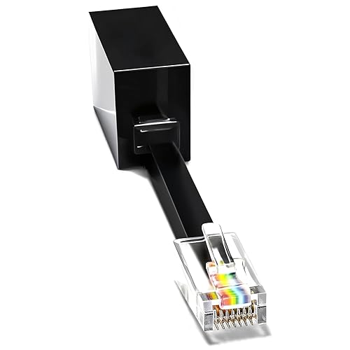 RetailAndBulk 1-Pack RJ11 to RJ45 Adapter Phone Line to Ethernet - RJ11 Female to RJ45 Male for Landline, Fax, DSL Modem Connection (Black, Made