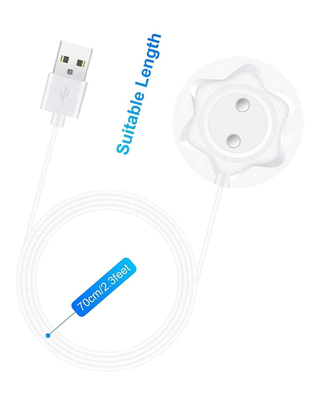 Rose Charger - Magnetic Charger Replacement - Fast Charging USB Cable Standing Dock Station for Rose Only (White, 2PACK)
