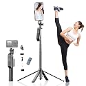 70-inch 4-Legged Selfie Stick for Phones and Cameras, Portable Travel Stand Holder, Rechargeable Remote Control, 360° Rotation, Compatible with iPhone