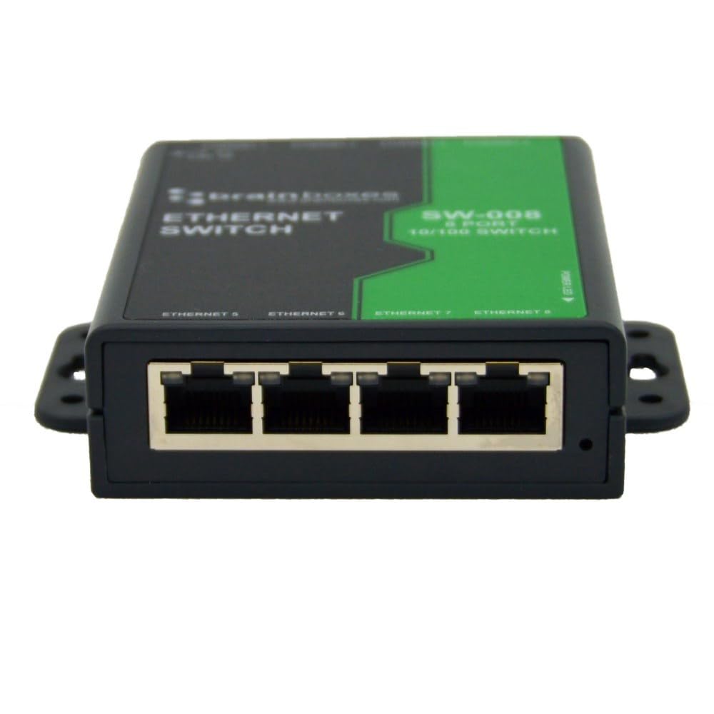 Brainboxes 8 Port Unmanaged Ethernet Switch Wall Mountable,Light Industrial,SW-008