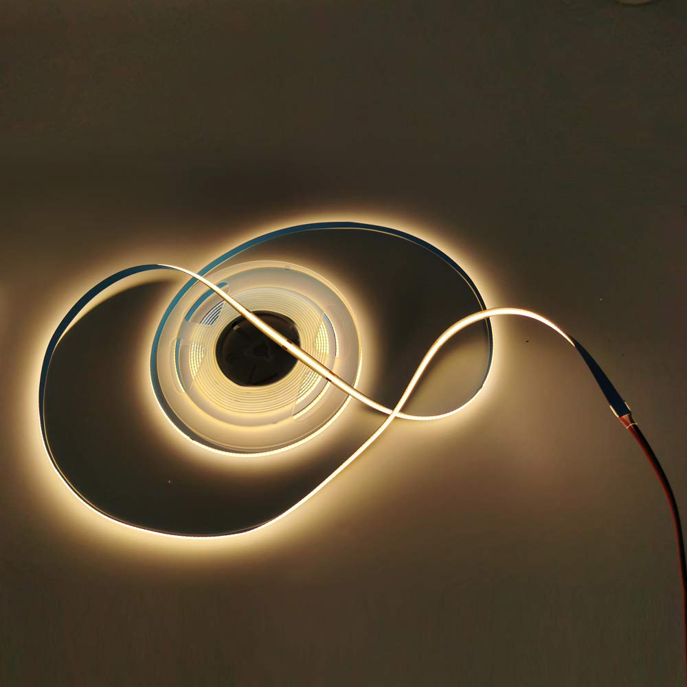 weisuan-Tuodi DC 12V/24V 5MM Width PCB Premium High Brightness COB LED Strip Flexible High Density Chips Ra>90 Super Brightness Warm Natural White