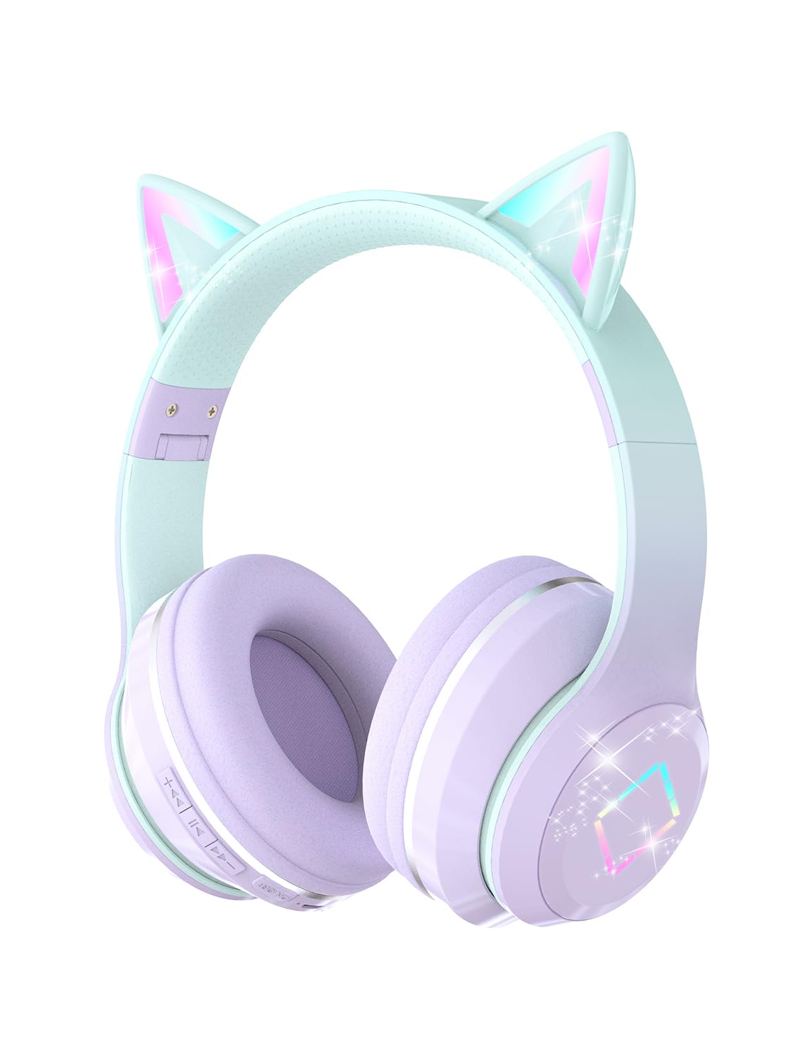 YOYOTUNE Bluetooth Kids Headphones,Cat Ear LED Light Up Kids Wireless Headphones,Bluetooth 5.1&Stereo Sound, Foldable,Adjustable Headband,Children…
