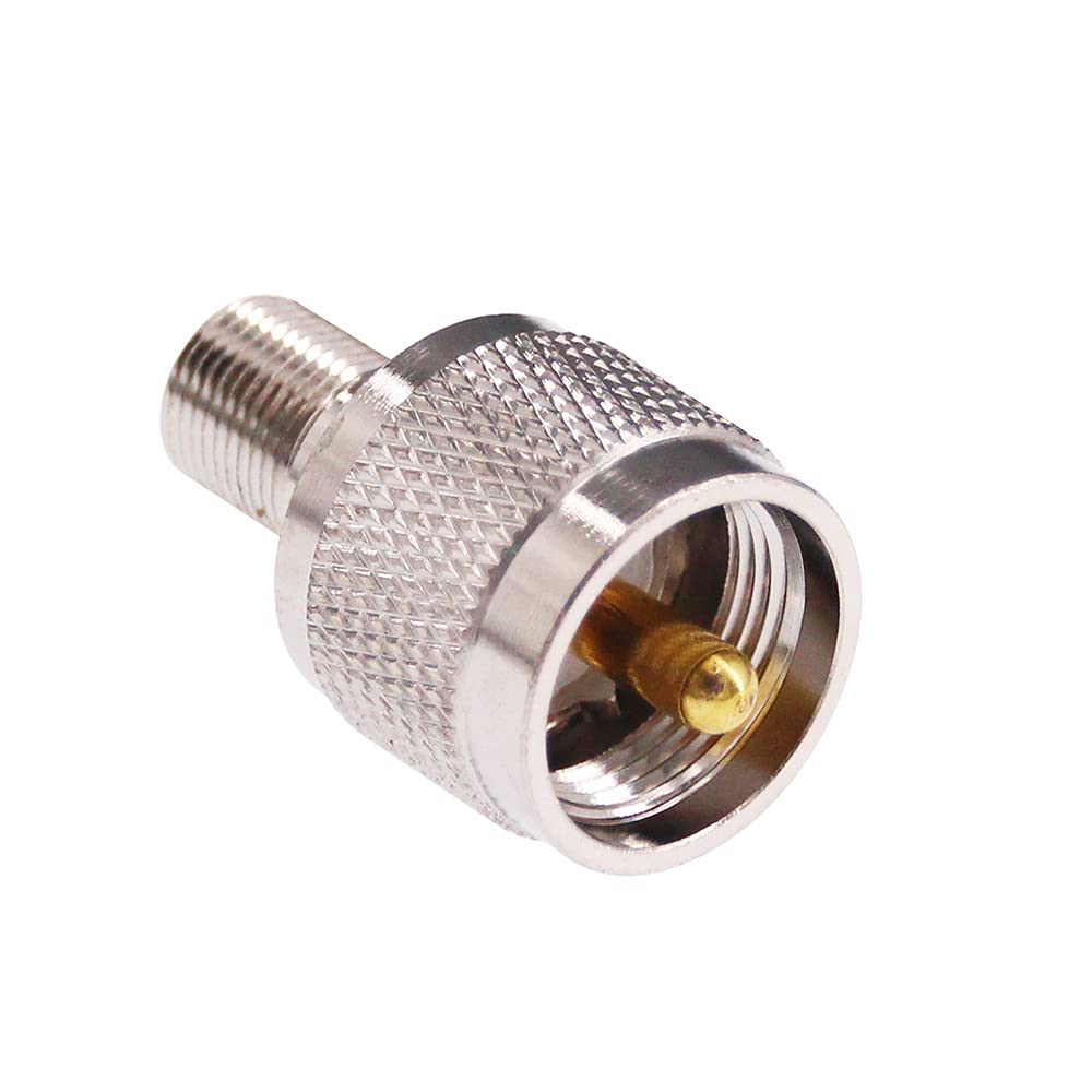 RFaha 2pcs UHF Male PL259 PL-259 to F Female RF Coax Adapter UHF to F Coaxial Connector for TV Antenna, RG-6 Cable, Wireless LAN Devices, Wi-Fi Radios