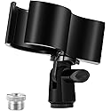 Black Adjustable Microphone Holder Clip, Plastic Spring Mic Clip, Microphone Stand Outer Diameter Between 32mm to 60mm with 5/8" to 3/8" Screw